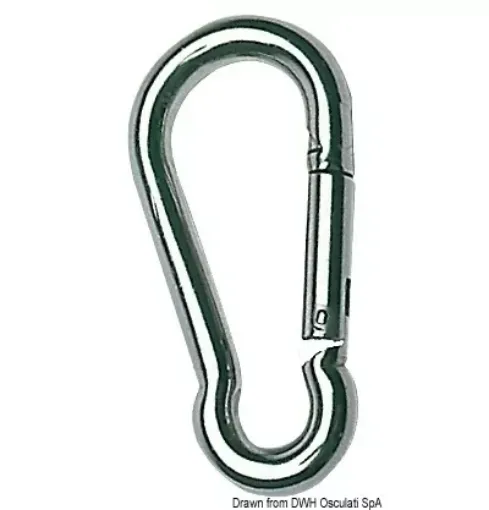 Picture of Carabiner hook polished AISI 316 no eye 3 mm