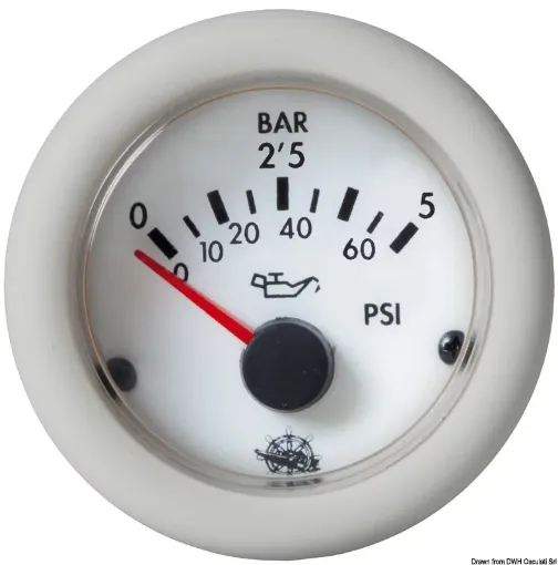 Picture of Oil pressure gauge 0 - 5 bar white 12 V - guardian - 0 - 5 bar - 52 - 45 - 12 - 45