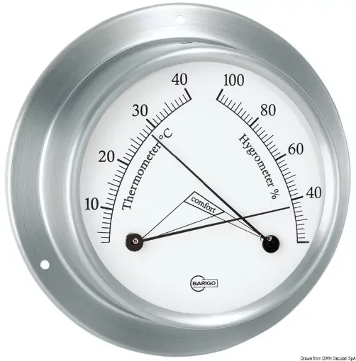 Picture of Sky Hygro - thermometer satined stainless steel - Barigo