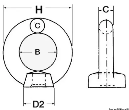 Picture of Female forged eyebolt AISI316 16 mm