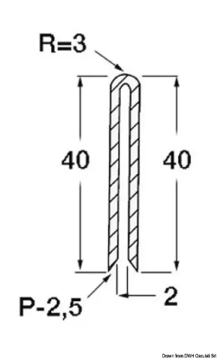 Picture of Rubbing strake 2x2x40 mm grey RAL 7001