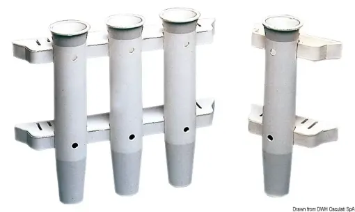 Picture of Nylon rod holder bulkhead mounting white for 3 rods