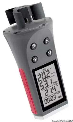 Picture of Professional tool that provides: instant wind speed, maximum, average with scale Km/h, mp/h, m/s, fps, knots, beaufort from 2 to 150 Km/h.