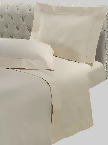 Picture of Single Sheet set - top sheet, flat bottom sheet and oxford pillowcase in pure cotton - ivory - Franchini mare bespoke luxury linens