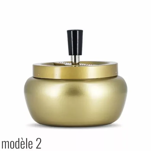 Picture of Gold metal round push ashtray - Smoking