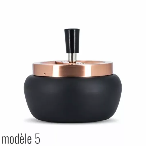 Picture of Black metal and copper round push ashtray - Smoking