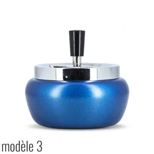 Picture of Blue metal round push ashtray - Smoking