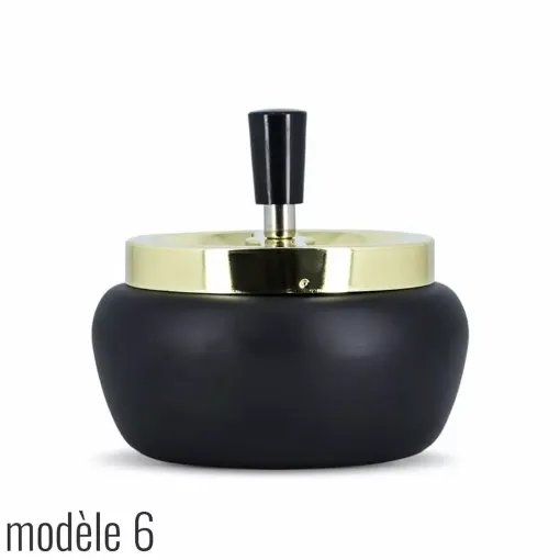 Picture of Black and gold metal round push ashtray - Smoking