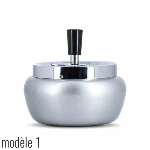 Picture of Gray metal round push ashtray - Smoking