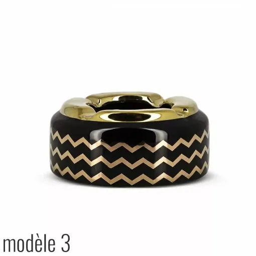 Picture of Black and white golden round ashtray model 3 - Smoking