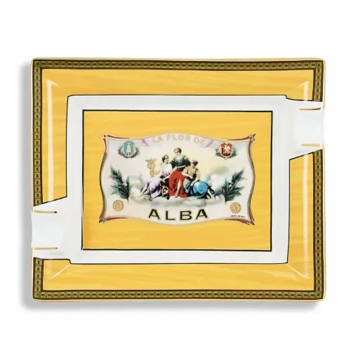 Picture of Cigar ashtray elie blue flor de alba yellow - Elie Bleu