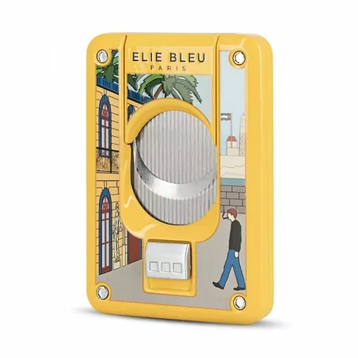 Picture of Cigar cutter elie blue double blade casa cubana yellow - Elie Bleu