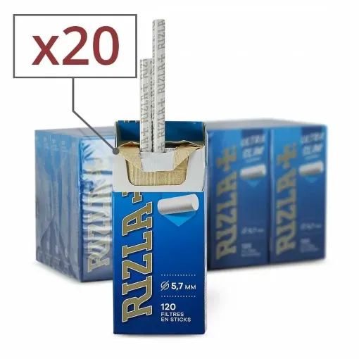 Picture of Rizla + ultra slim filters in sticks x20 boxes - Rizla+