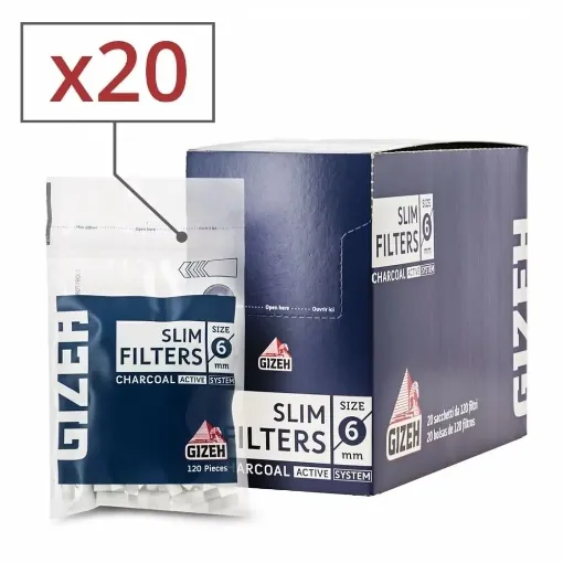 Picture of Gizeh charcoal slim filters x20 sachets - Gizeh