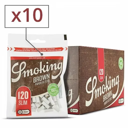 Picture of Smoking slim brown filters x10 bags - Smoking