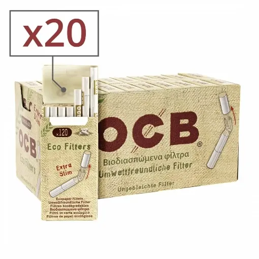 Picture of Extra slim organic hemp ocb filters in stick x20 - OCB