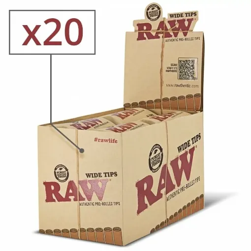 Picture of Wide raw pre - rolled cardboard filters x20 - RAW