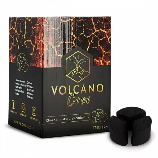 Picture of Volcano coco trio shisha charcoal 1 kg - Smoking