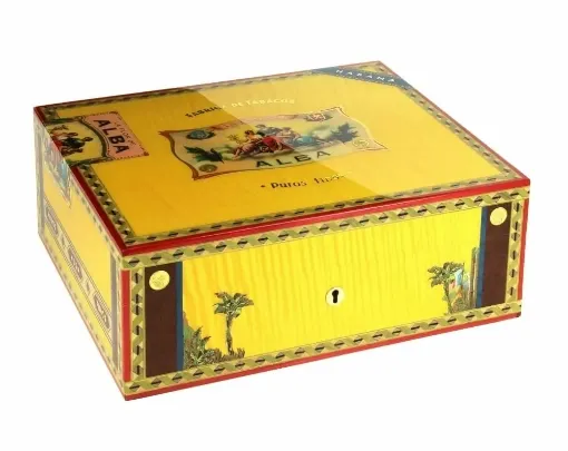 Picture of Cigar humidor elie bleu flor de alba yellow gold - Elie Bleu