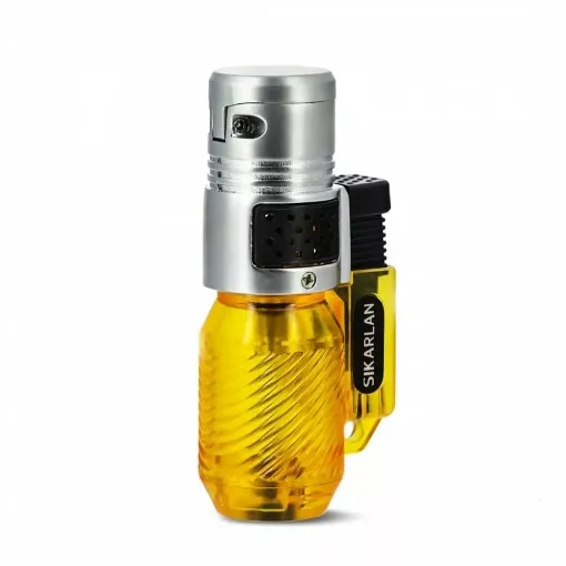 Picture of Torch lighter 3 flames compact yellow - Smoking