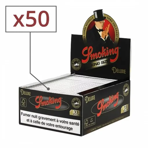 Picture of Smoking slim deluxe black rolling paper x50 - Smoking