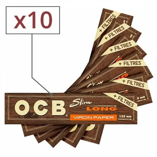 Picture of Rolling paper ocb slim and tips virgin long x10 - OCB