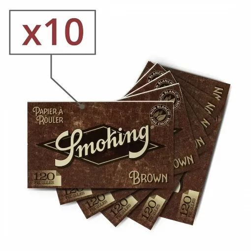 Picture of Smoking brown regular rolling paper x10 - Smoking