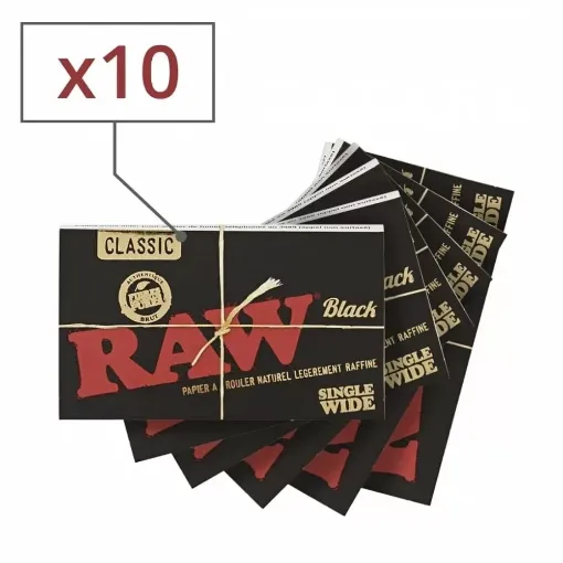 Picture of Rolling paper raw black regular x10 - RAW