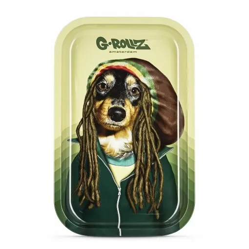 Picture of G - rollz pets rock large rasta rolling tray - G - rollz