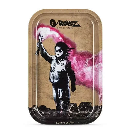 Picture of G - rollz banksy graffiti large liberty rolling tray - G - rollz