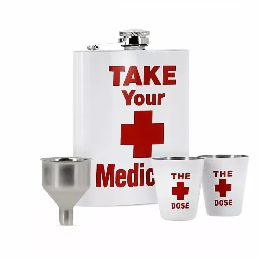 Picture of Take your medicine alcohol flask set - Smoking