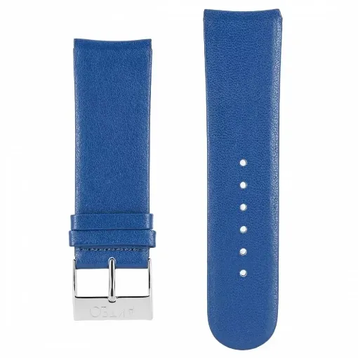 Picture of Akteo flat leather watch strap silver buckle 24 blue - Akteo