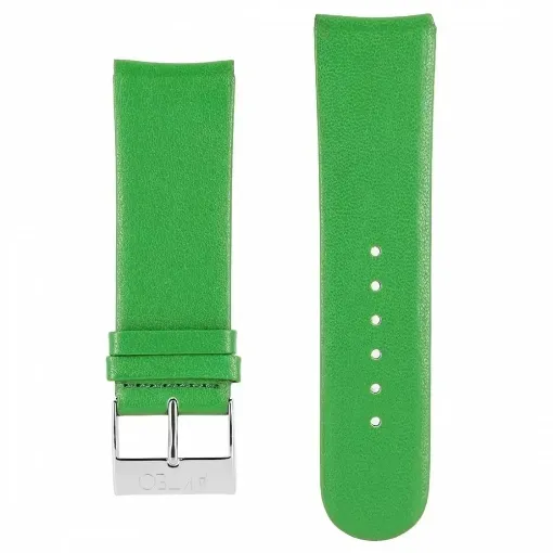 Picture of Akteo flat leather watch strap silver buckle 24 green - Akteo