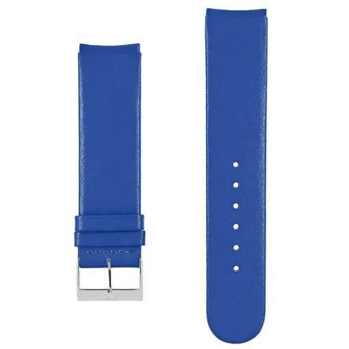 Picture of Akteo Flat Leather Watch Strap Silver Buckle 20 Blue - Akteo