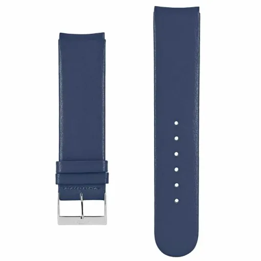 Picture of Akteo flat leather watch strap silver buckle 20 dark blue - Akteo