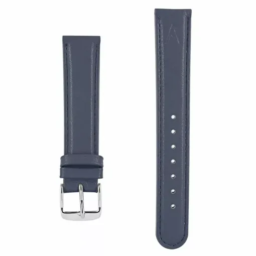 Picture of Leather watch strap couture akteo buckle silver 18 duck blue - Akteo