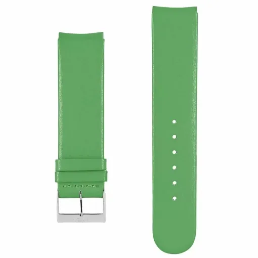 Picture of Akteo flat leather watch strap silver buckle 20 green - Akteo