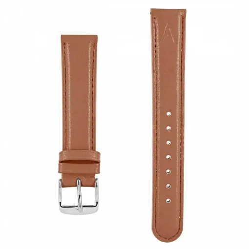 Picture of Leather watch strap couture akteo buckle silver 18 light brown - Akteo