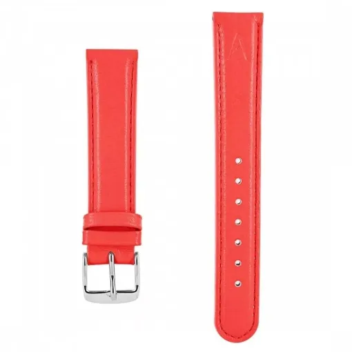 Picture of Leather watch strap couture akteo silver buckle 18 red - Akteo