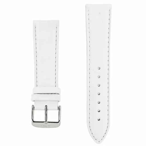 Picture of Leather Watch Strap Couture Akteo Silver Buckle 22 White - Akteo