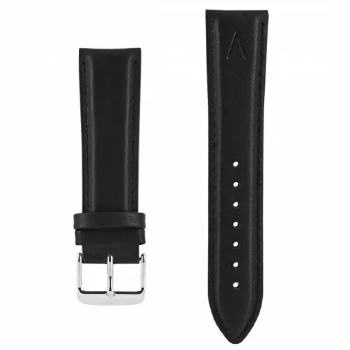 Picture of Leather watch strap couture akteo silver buckle 22 black - Akteo