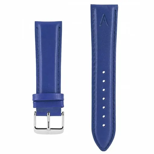 Picture of Leather watch strap couture akteo silver buckle 22 blue - Akteo