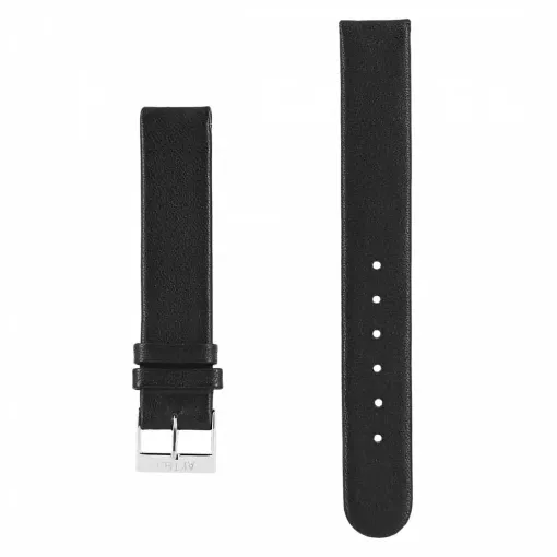 Picture of Akteo flat leather watch strap silver buckle 14 black - Akteo