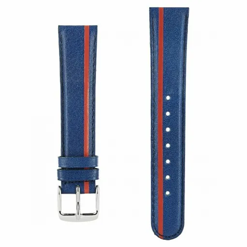 Picture of Leather Watch Strap Couture Akteo Buckle Silver 18 Blue And Red - Akteo