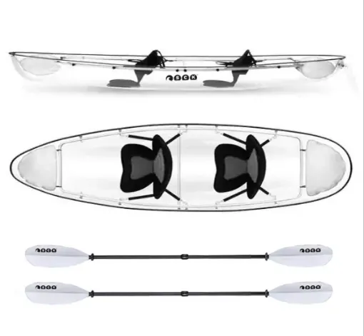 Picture of Serenus 2 two - seater full transparent kayak with deluxe seats and kayak paddles SCK