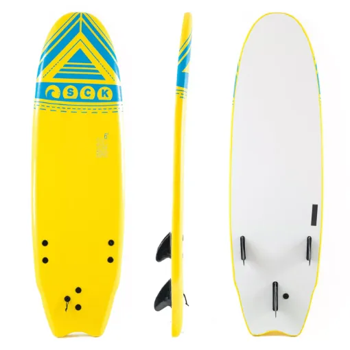 Picture of 6ft Soft surf board with 3 fins and nylon leash - yellow - SCK