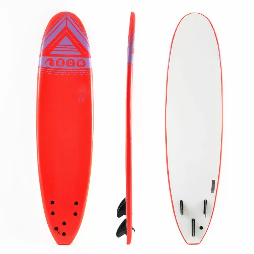 Picture of 7ft Soft surf board with 3 fins and nylon leash - red - SCK