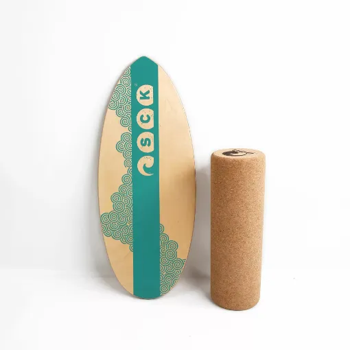 Picture of 74cm Wooden PRO balance board with 15cm cork roller blue - SCK