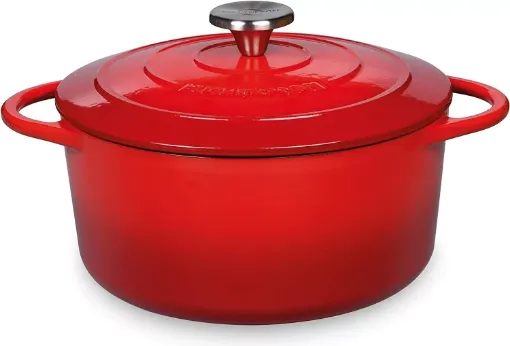 Picture of Cast iron round saucepan, 22 cm, provence model - red - Kuchenprofi