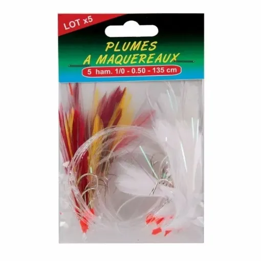 Picture of Set mackerel feather lure with line n1 - 0 x5 - Flashmer